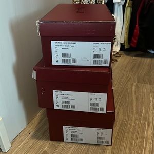 Used Bally shoe boxes with one shoe bag per box